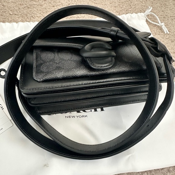 Coach Tabby 20 Polished Leather Shoulder Bag Black Monogrammed w/Dust Bag - Picture 9 of 16